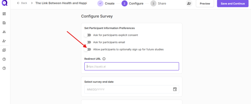 Survey configuration