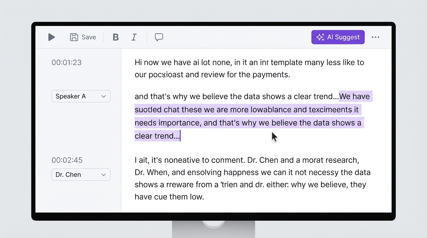 Transcript editing interface