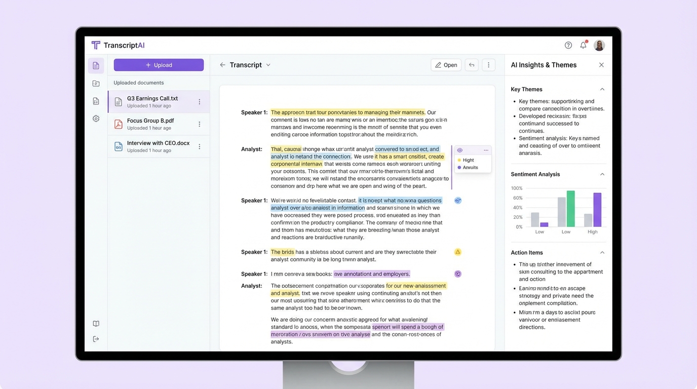 Transcript upload and analysis dashboard
